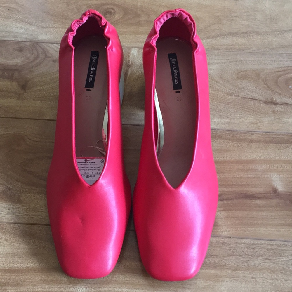 ASOS Block Heeled Pumps Red Size 39